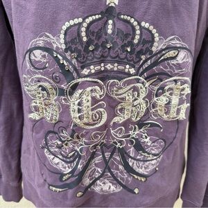 BCBGMaxAzria y2k purple bedazzled sweatshirt!